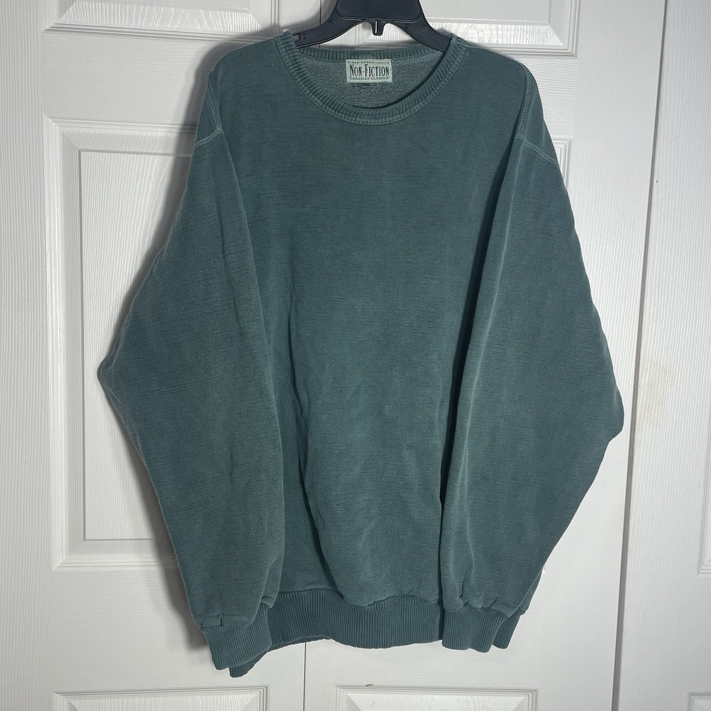 Vintage 90s Non Fiction Canadian Classic Sweatshirt Men 4/XL Green 100% Cotton
